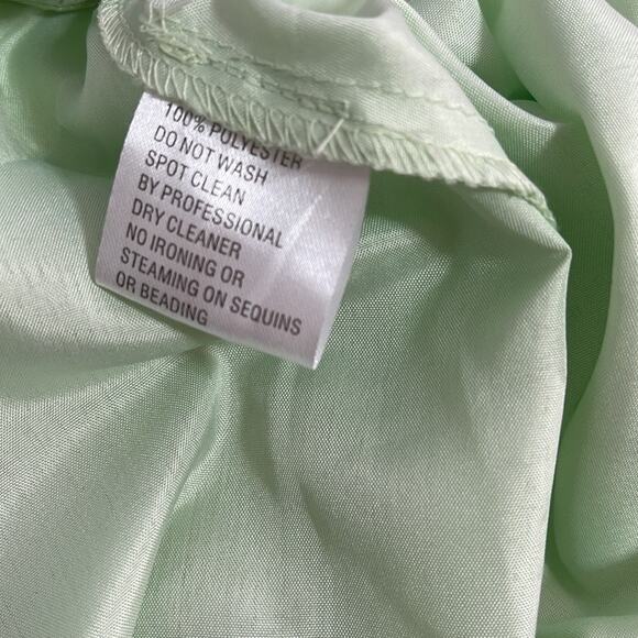 Mac Duggal Ruffle Tiered Tulle Cutout Mint Green Maxi Gown Size 12 - Picture 12 of 12